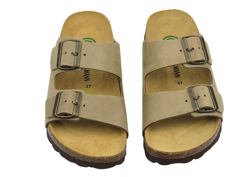 Skórzane Klapki męskie klasyczne beżowe Brinkmann 600130-08