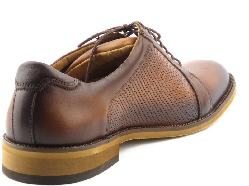 Półbuty męskie z wysokiej jakości skóry cieniowanej - IGUANA Lider 348-606, brązowe