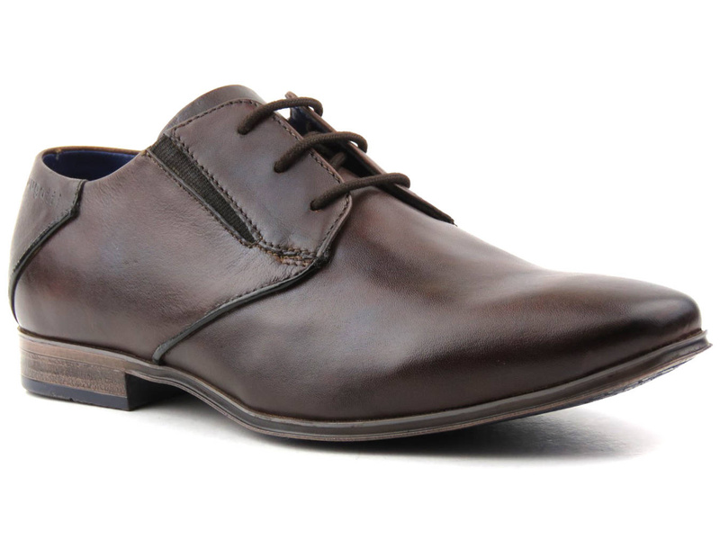 Eleganckie półbuty męskie ze skóry naturalnej - BUGATTI 312-A311E-4100, brązowe