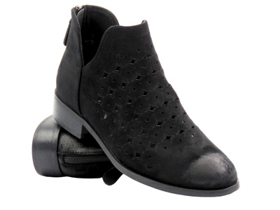 Botki damskie ażurowe czarny Potocki 25-12664