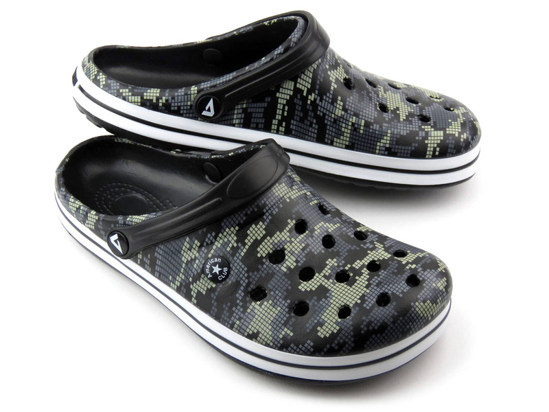 Klapki męskie, clogsy - AMERICAN CLUB CL 01/22, czarne moro