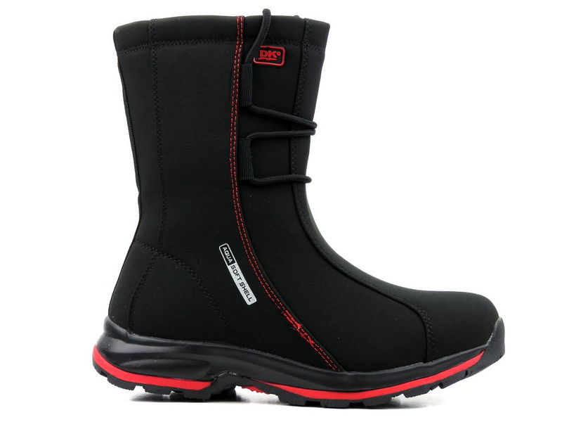 Wysokie śniegowce damskie DK Soft Shell 1754, czarno-czerwone