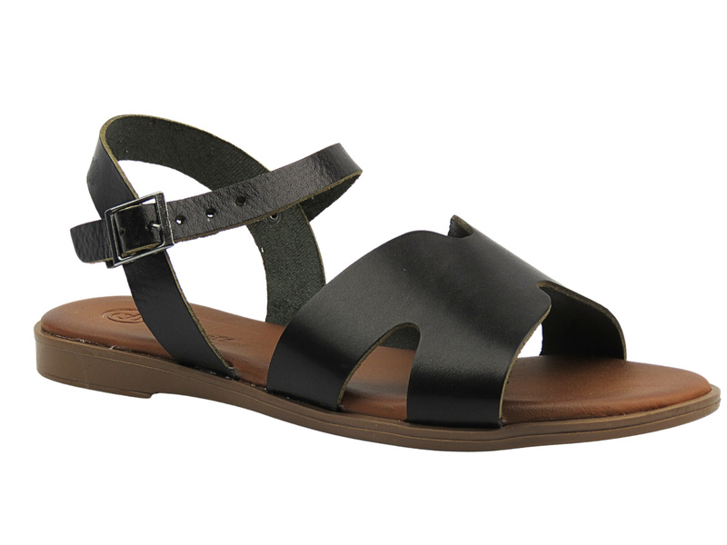 Skórzane sandały damskie czarne Cambell 25-64302