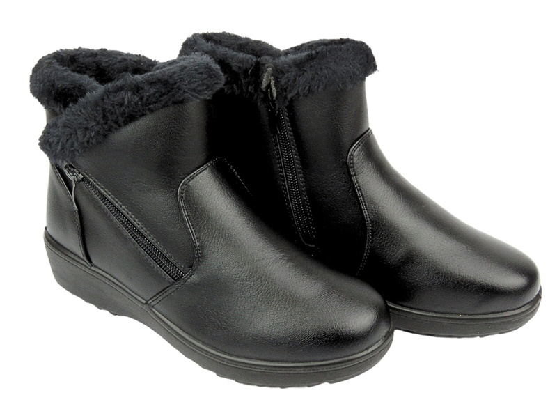 Ciepłe botki damskie - Unisoft 24BT02-7980, czarne