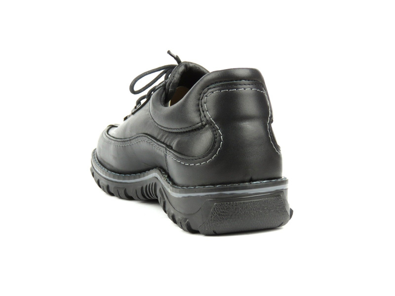 Skórzane półbuty męskie na grubej podeszwie - Babris 4109, czarne