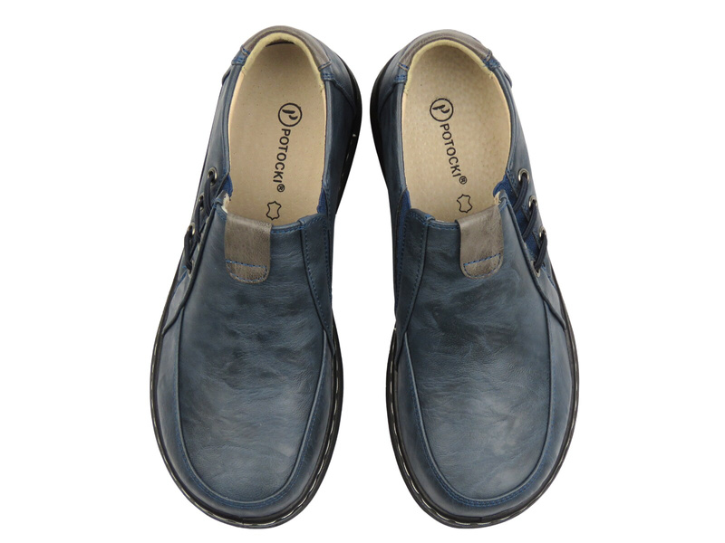 Wsuwane półbuty damskie granatowe Potocki 25-90353