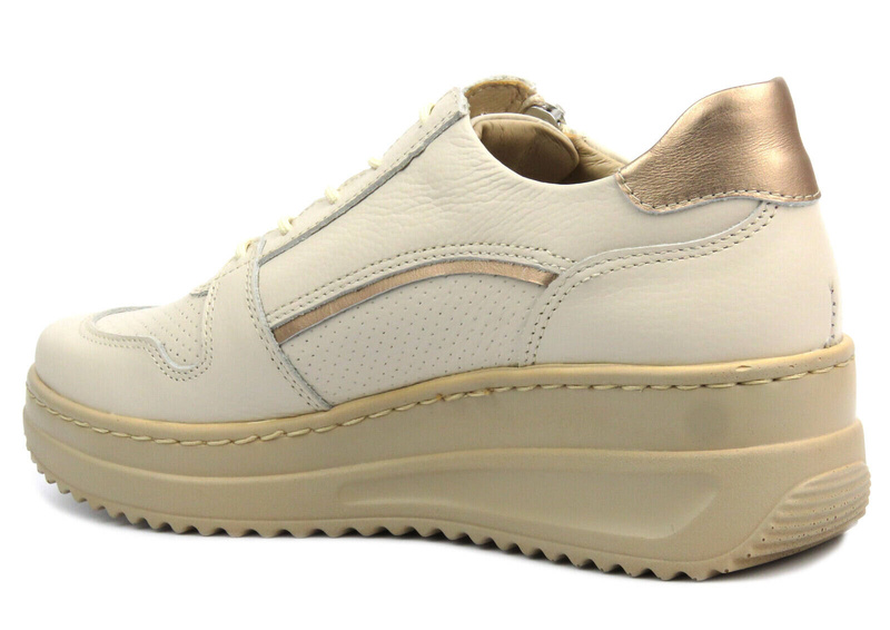 Skórzane sneakersy damskie - KAMPA N1007, beżowe