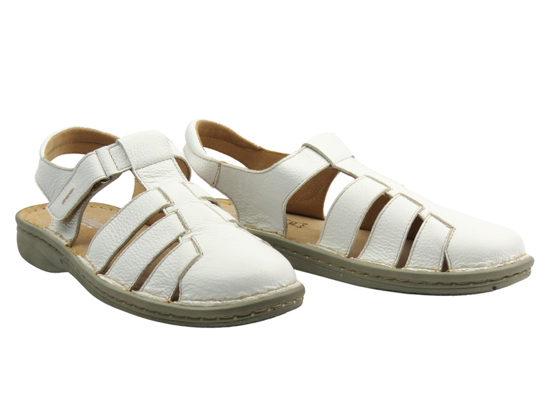 Skórzane sandały damskie białe Best-But 1426