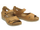 Skórzane sandały damskie na platformie - HELIOS Komfort 139, jasnobrązowe