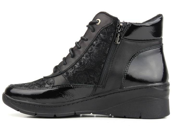 Skórzane botki damskie w sportowym stylu - HELIOS Komfort 568, czarny 4