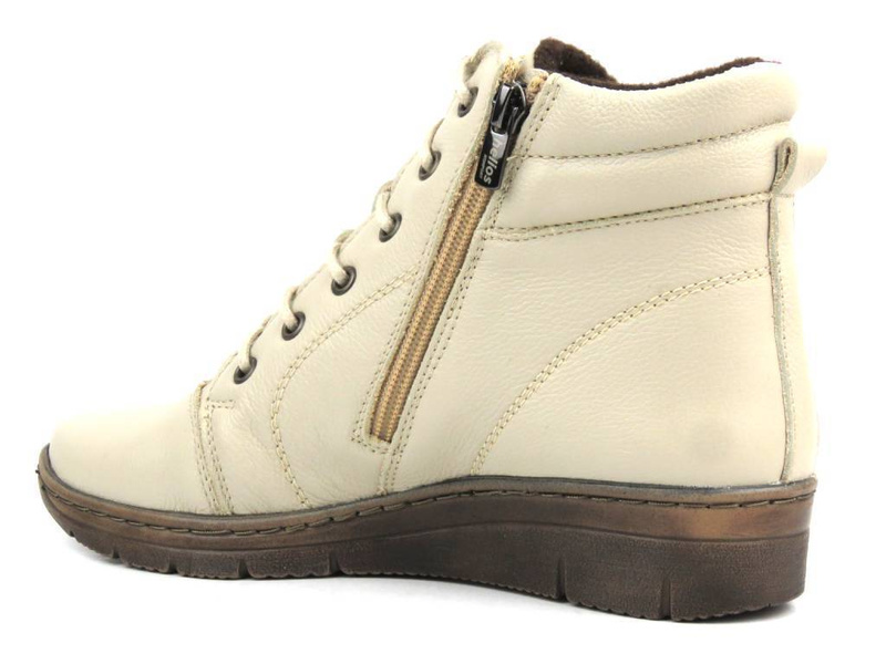 Ocieplane botki damskie - HELIOS Komfort 562, ecru 2