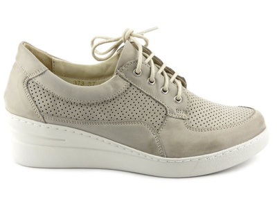 Sneakersy damskie na koturnie - HELIOS 373, szare