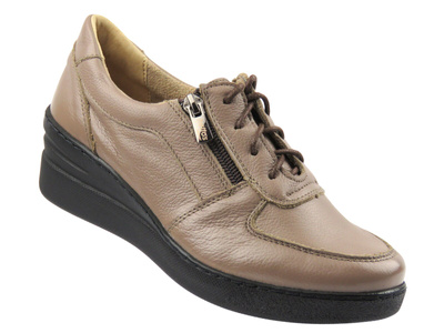 Wygodne półbuty damskie z naturalnej skóry Helios Komfort 460, khaki