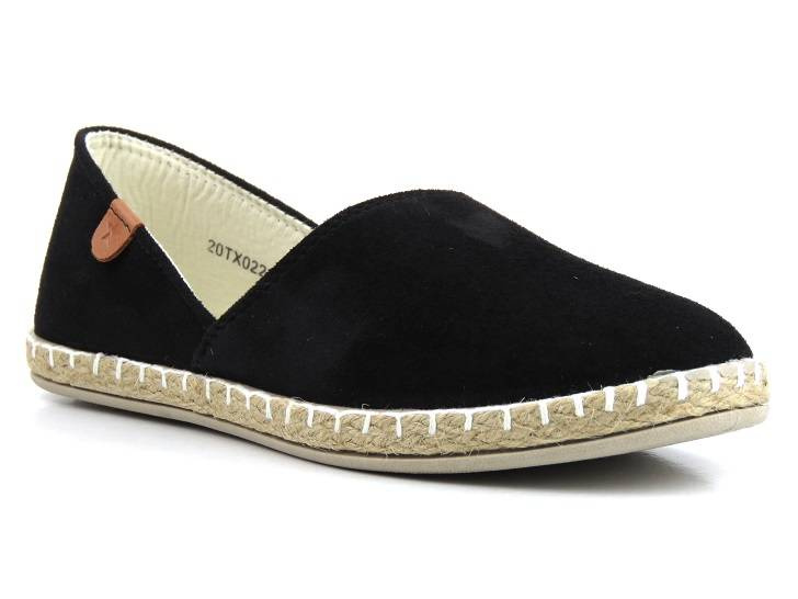 Espadryle damskie z wyciętą cholewką - N.E.W.S. 20TX02-2416, czarne