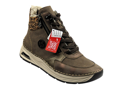 Botki damskie ocieplane - RIEKER 44565-25, brązowe