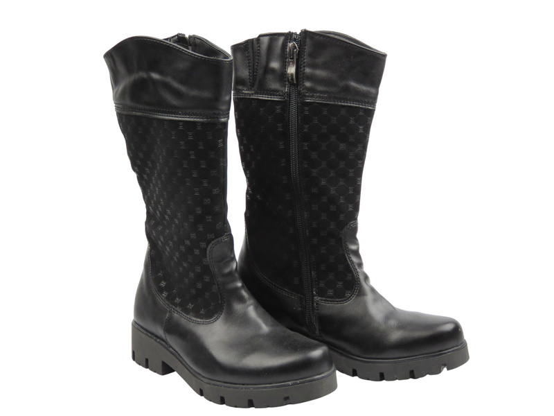 Wygodne skórzane kozaki dziecięce czarne Kornecki 06401