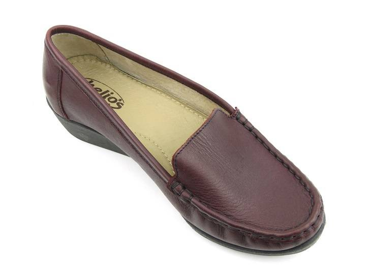 Mokasyny damskie na koturnie - Helios Komfort 4020, ciemnowiśniowe