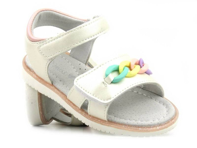 Sandałki dziewczęce ze skórzanym środkiem - Miss E 23DZ23-5888