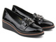 Eleganckie półbuty damskie na koturnie - Potocki 23-12056BK, czarne 