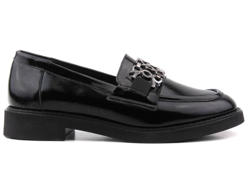 Mokasyny damskie z ozdobą - VENEZIA 0411904652, czarne