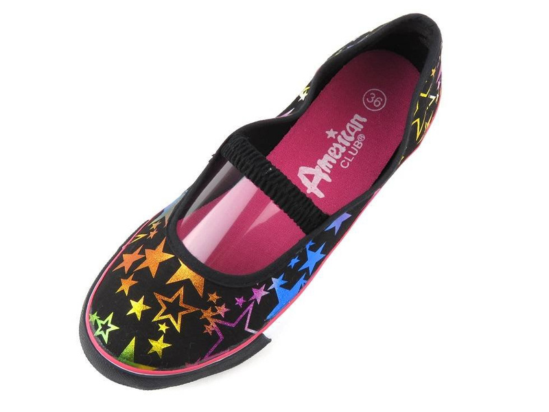 Trampki młodzieżowe w gwiazdki - AMERICAN CLUB 155, czarne