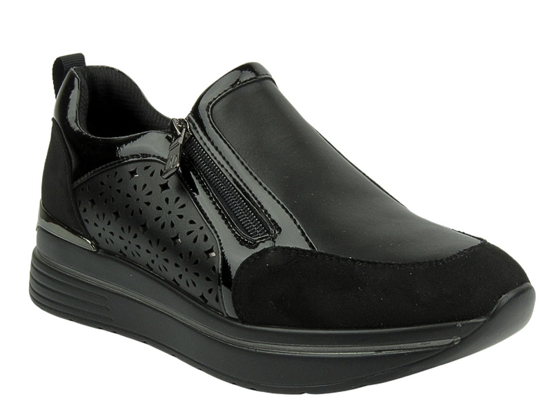 Sneakersy damskie na suwak czarne INBLU IN-389