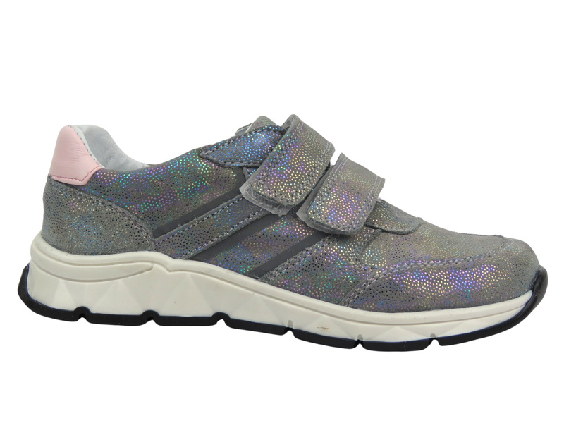 Buty sportowe dziecięce na rzepy - Jamet 395, srebrne