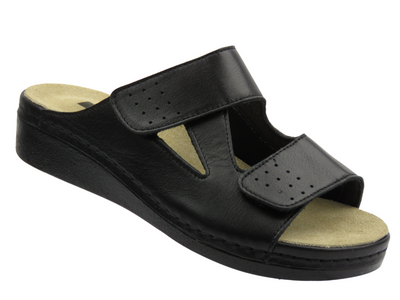 Klapki damskie na rzepy czarne Leon 5010