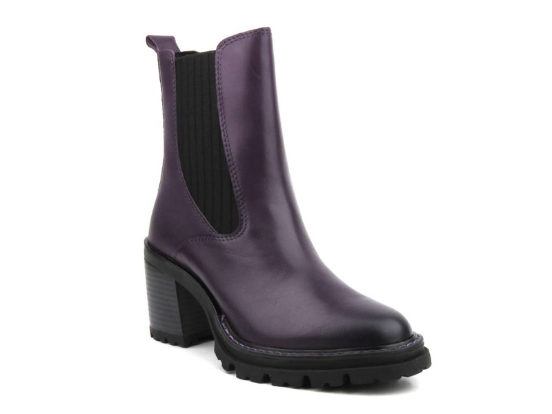 Wysokie, skórzane botki damskie na słupku - MARCO TOZZI 504 -M2582841, fioletowe