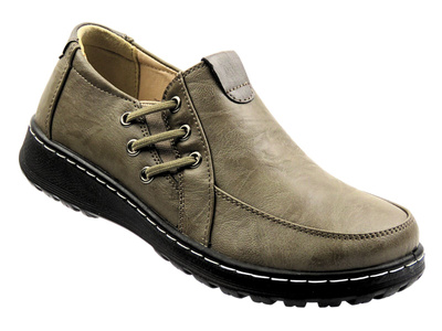 Wsuwane półbuty damskie khaki Potocki 25-90353