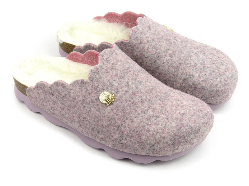 Ciepłe kapcie damskie z futerkiem w środku - GENUINS G103991, różowe