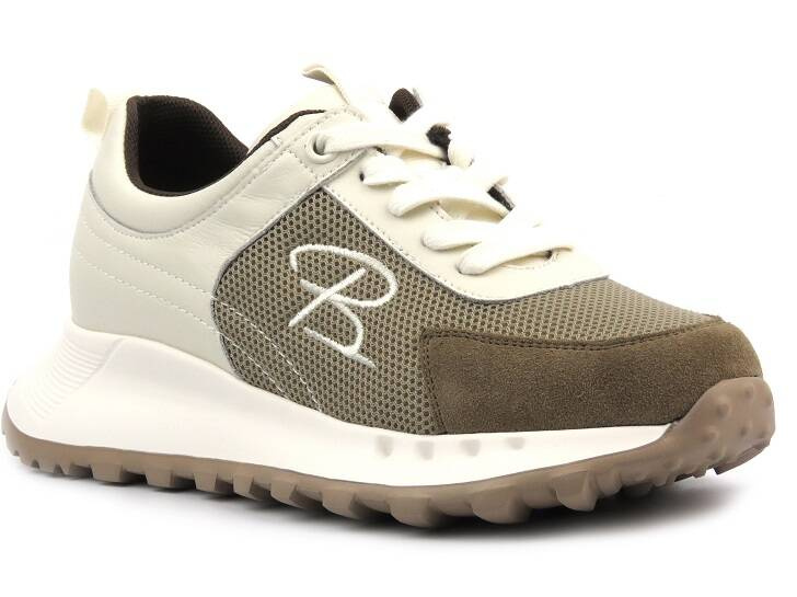 Sneakersy damskie sznurowane - Artiker 54C1468, biało- beżowe