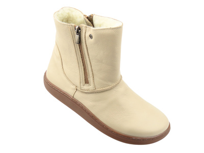 Wygodne damskie botki barefoot ze skóry naturalnej Helios Komfort 5006, ecru