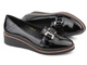 Eleganckie półbuty damskie na koturnie - Potocki 23-12056BK, czarne 