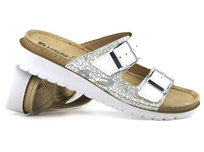 Klapki damskie z klamrami - INBLU CN-33, białe