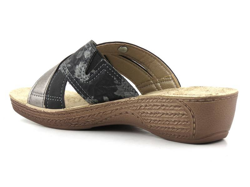 Klapki damskie z trzema paskami - Inblu GL-38, czarne