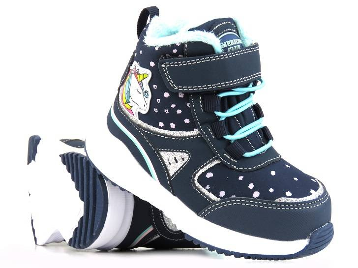 Śniegowce dziecięce z jednorożcem - AMERICAN CLUB Softshell RL 93/22, granatowe