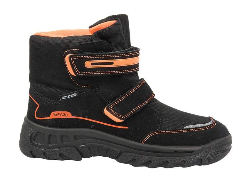 Śniegowce Dziecięce - BEFADO 615Y006, Czarne Na Rzepy