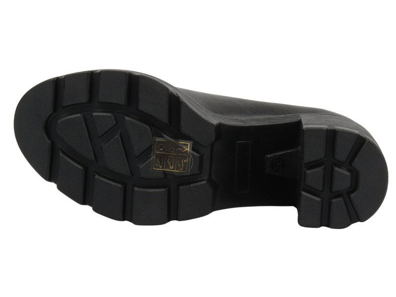 Eleganckie buty damskie na klocku - Potocki 24-2-12040, czarne