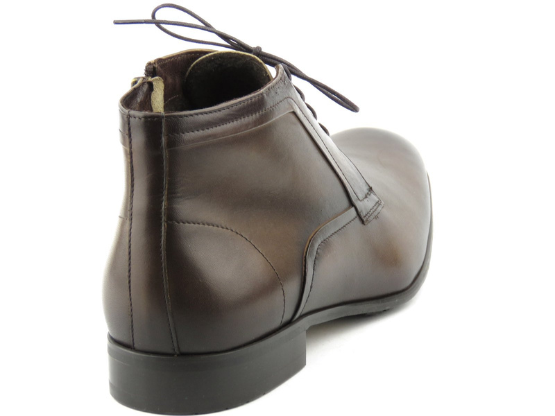 Eleganckie trzewiki męskie ze skóry - Conhpol 7682, brązowe