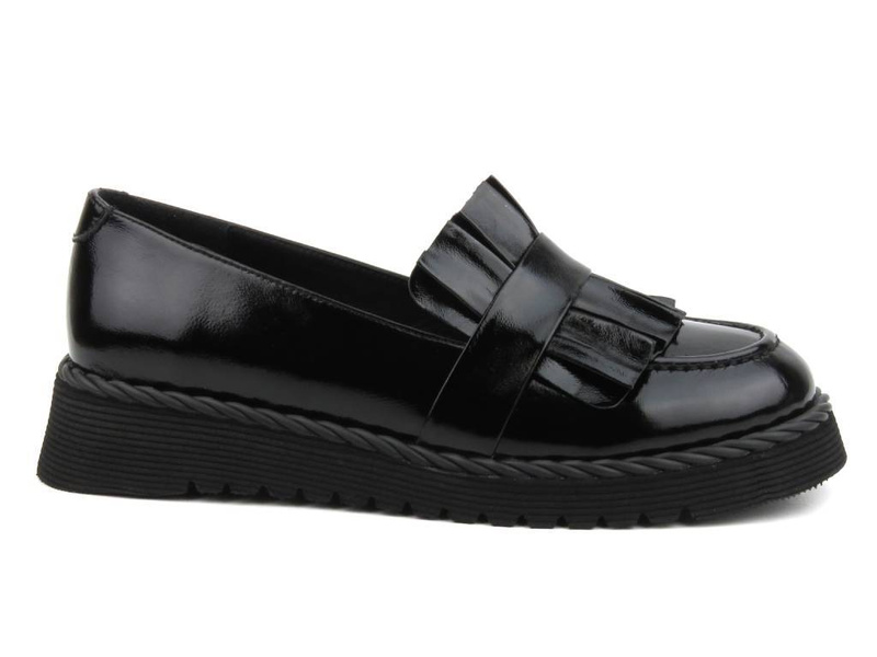 Loafersy damskie z ozdobną cholewką - VENEZIA 1700219R89, czarne