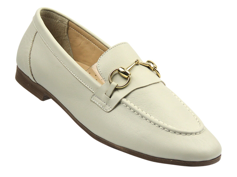 Eleganckie mokasyny damskie ze skóry naturalnej Venezia B002LEBEOBM138, beż