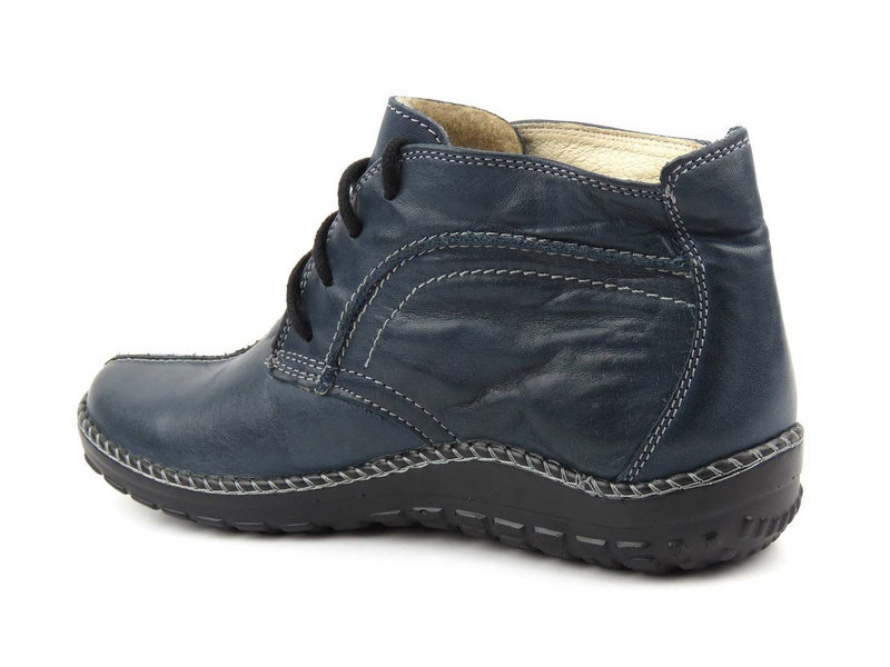 Lekkie botki damskie z polarem - HELIOS Komfort 612, granatowe