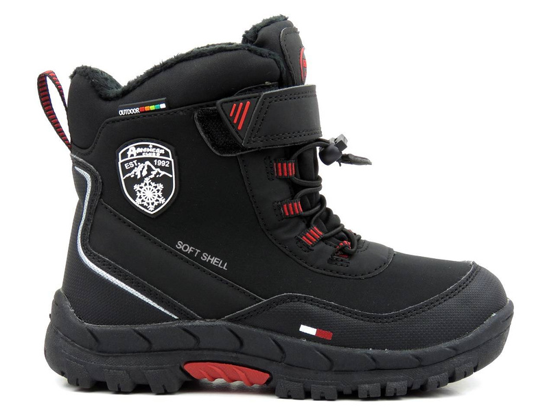 Śniegowce dziecięce AMERICAN CLUB Soft Shell HL 24/21(22), czarno-czerwone