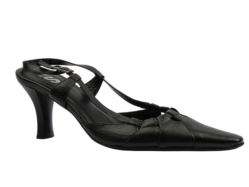 Skórzane czółenka damskie na szpilce czarne But-S l041B