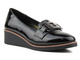 Eleganckie półbuty damskie na koturnie - Potocki 23-12056BK, czarne 