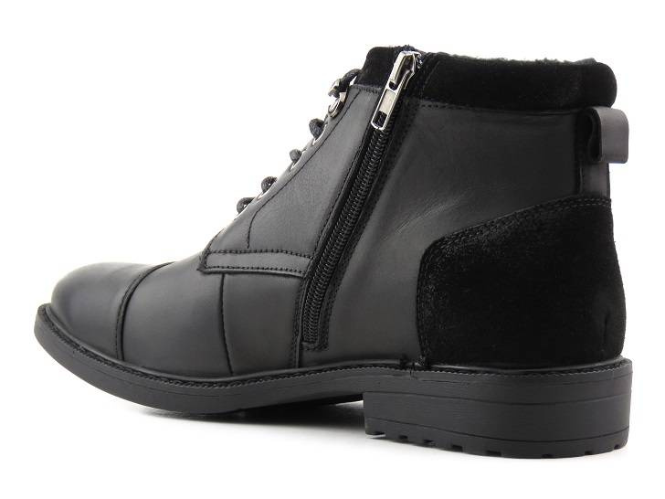 Eleganckie trzewiki męskie ze skóry naturalnej - AMERICAN CLUB CY67/22, czarne