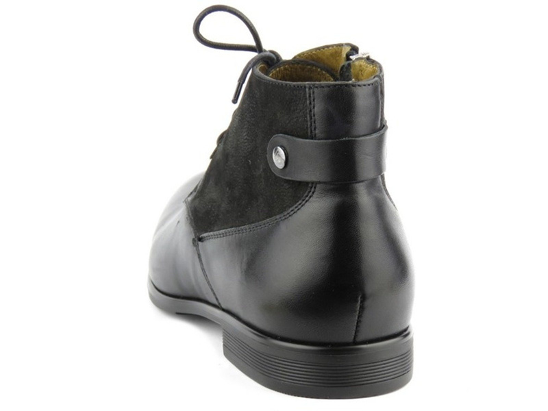 Skórzane trzewiki męskie z suwakiem - Conhpol 4637, czarne