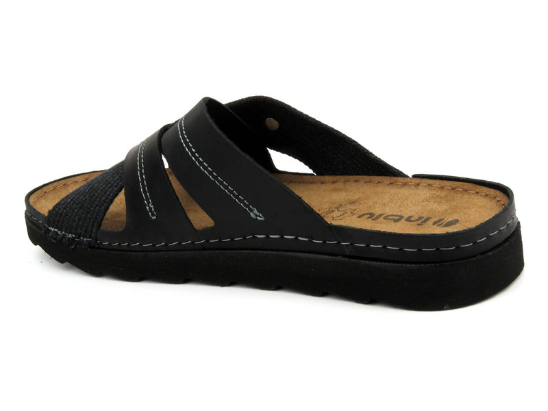 Wygodne klapki męskie ze skóry - INBLU 158M022, czarne