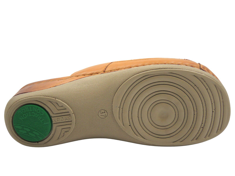 Skórzane klapki damskie brąz Leon 912 brąz